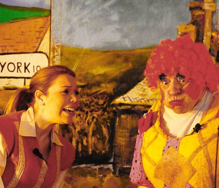 Jack & The Beanstalk jack and the beanstalk pantomime live on stage close up of two cast members acting their hearts out live