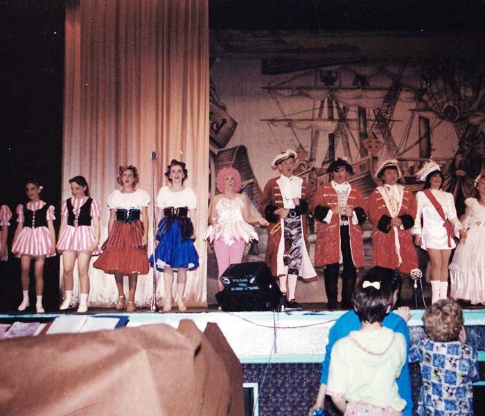distance view of the cast members of our robinson crusoe production taking a bow in bridlington leisure world